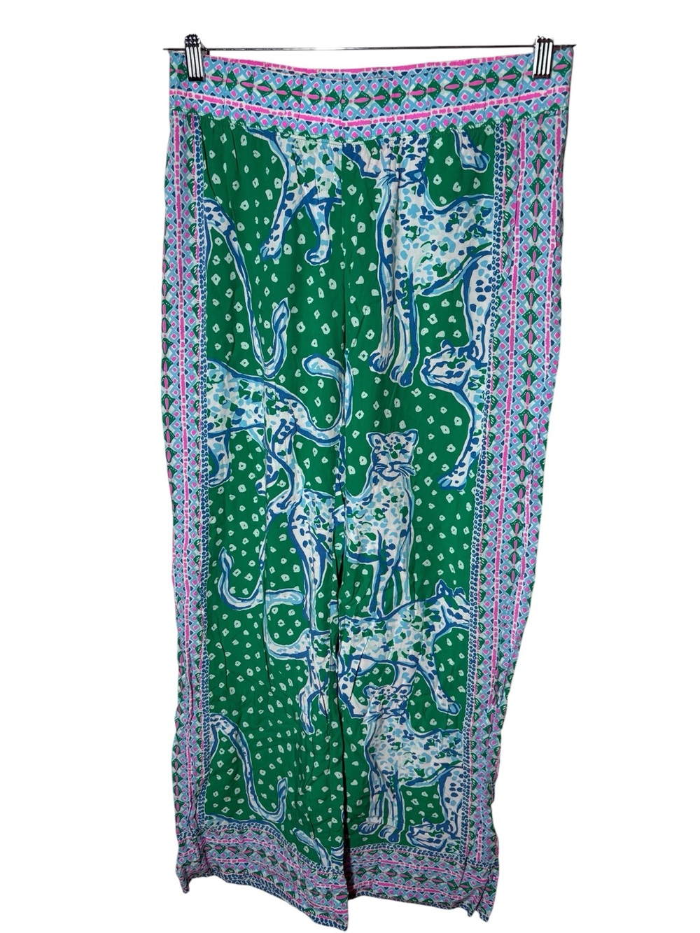 Lilly Pulitzer 32” Bal Harbour Palazzo Pants Emerald On The Prowl 🦄 Size S - Picture 3 of 9
